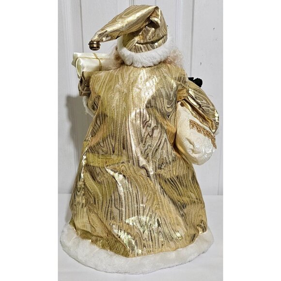 Victorian Gold Santa Claus Tree Topper 17" White Fur Christmas Holiday Figurine - Picture 4 of 10